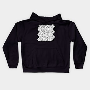 Fish tessellation escher style in black and white Kids Hoodie